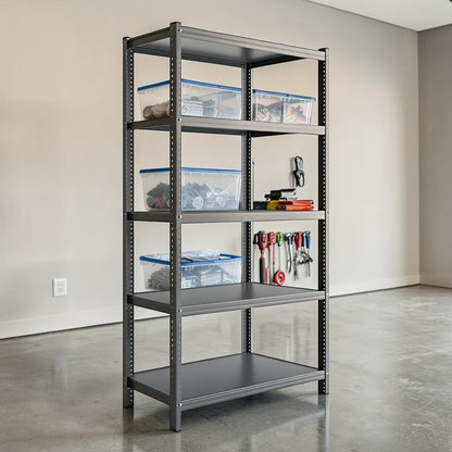 Ksvxj 5-Tier Industrial Metal Shelving Unit - Heavy-Duty Storage Rack for Garage, Warehouse & Basement - Adjustable & Rust-Resistant - 800lb Capacity