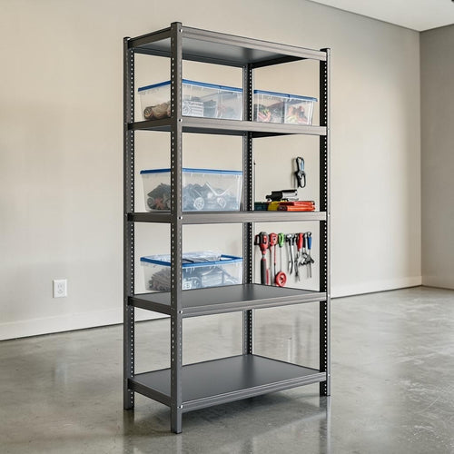 Ksvxj 5-Tier Industrial Metal Shelving Unit - Heavy-Duty Storage Rack for Garage, Warehouse & Basement - Adjustable & Rust-Resistant - 800lb Capacity