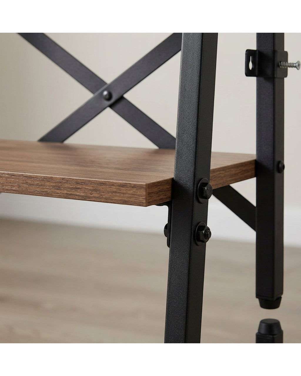 Ksvxj Four Tier Ladder Shelf Walnut Black - Detail view