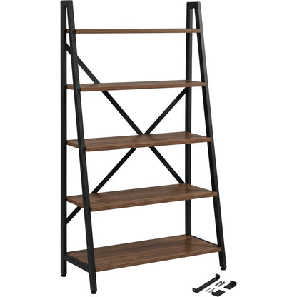 Ksvxj Four Tier Ladder Shelf Walnut Black - Product view