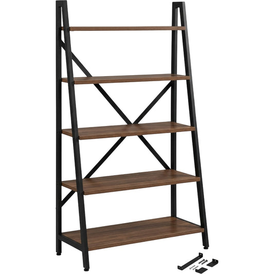 Ksvxj Four Tier Ladder Shelf Walnut Black - Product view