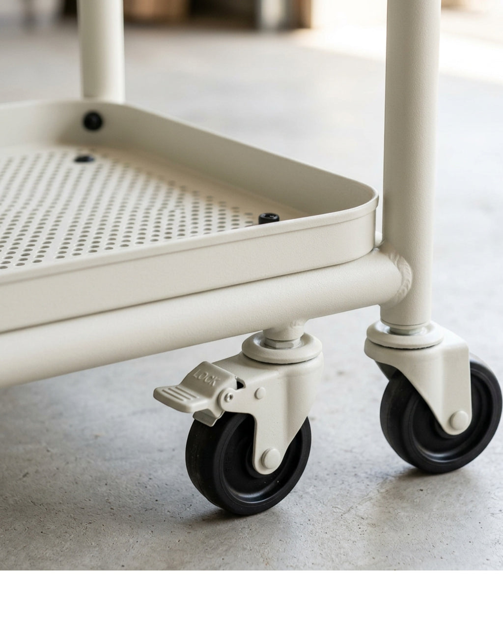 Ksvxj Three Tier Rolling Utility Rack Warm White - Detail view