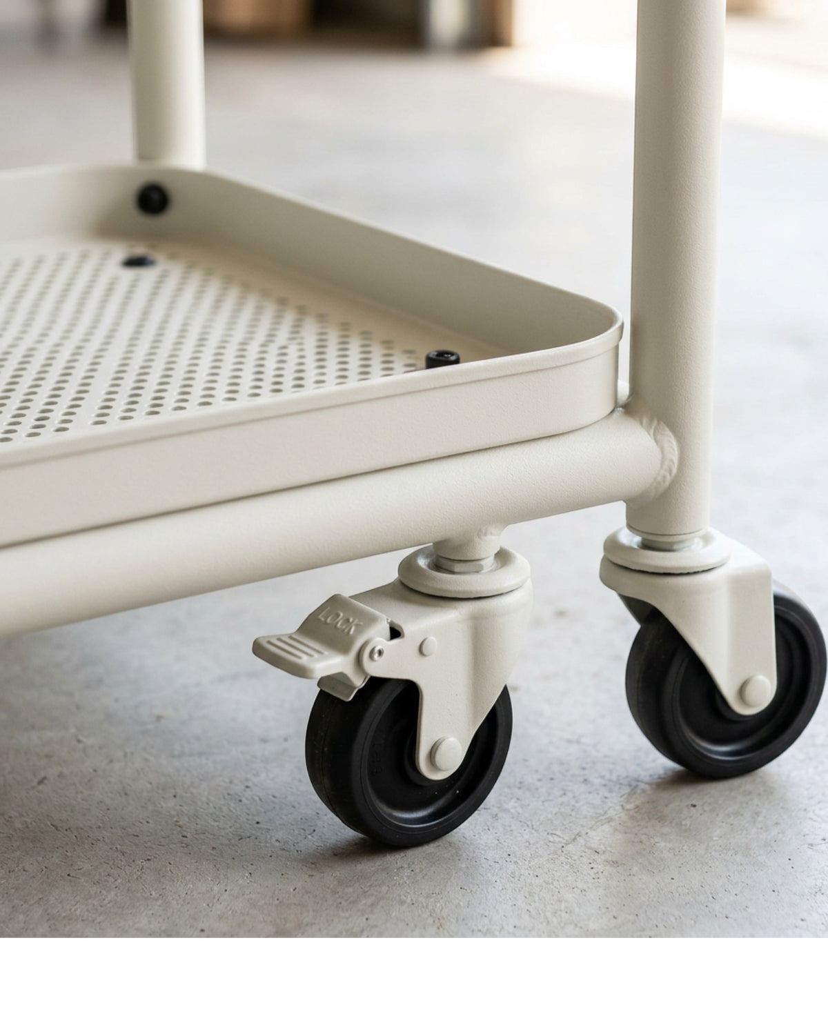 Ksvxj Three Tier Rolling Utility Rack Warm White - Detail view
