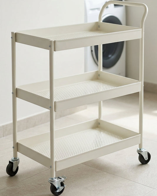 Ksvxj Three Tier Rolling Utility Rack Warm White - Lifestyle view